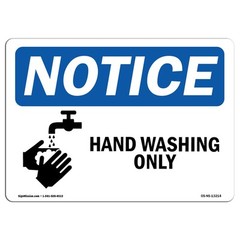 Hand Washing Only With Symbol OSHA Notice Sign Metal Plastic Decal