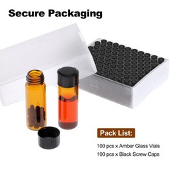 100/200/500pcs 4ml Glass Vials with Screw Caps Amber Liquid Small Sample Vials