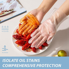 100 PCS Disposable TPE Gloves – Clear/White Plastic, Food Safe, Latex-Free,