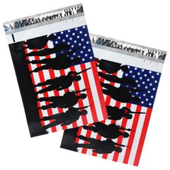 10×13″ Military Soldier Patriotic Flag Poly Mailers, Flat Shipping Envelope Bags