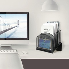 Inclined Metal Desk File Organizer Vertical File Folder Stand Holder Rack
