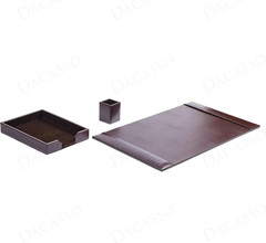Brown Bonded Leather Luxury 3 Piece Desk Set – Blotter Pad & Desk Organization E