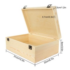 DAJAVE Unfinished Wooden Box, 12x9x5 Inch Large 12.2×8.7×4.8 inches