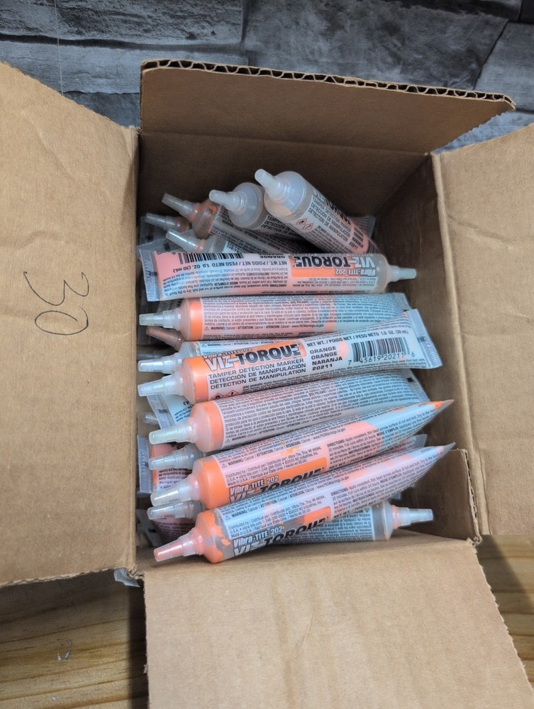 Lot of 30 Vibra-Tite 202 Viz-Torque Orange Tamper Detection Marker Tubes