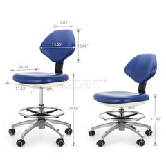 Dental Medical Doctor Assistant Stool Mobile Chair PU Leather Adjustable Height
