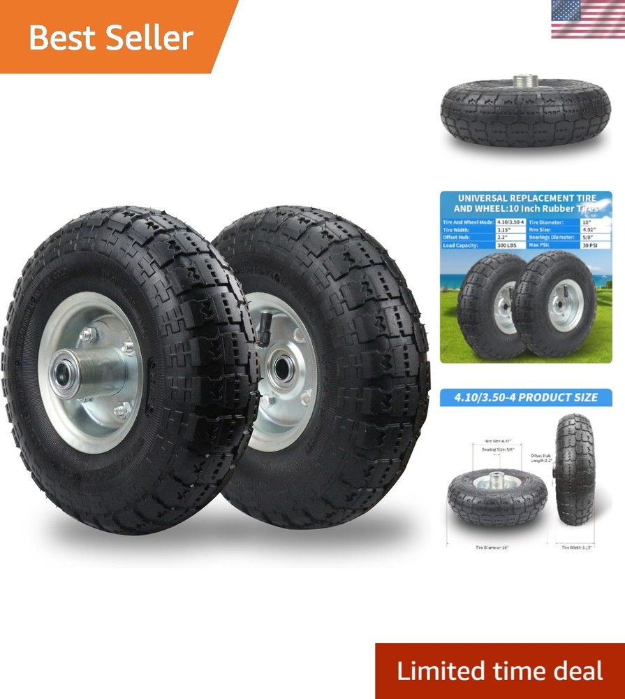 Resilient 10 Inch Pneumatic Tires with Anti-Slip Design – 2 Pack for All Seasons