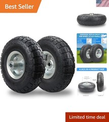 Resilient 10 Inch Pneumatic Tires with Anti-Slip Design – 2 Pack for All Seasons