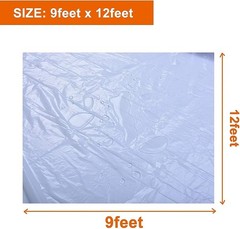 OIYEEFO Clear Plastic Sheeting Drop Cloths for Painting, 5 Pcs 9x12ft, White