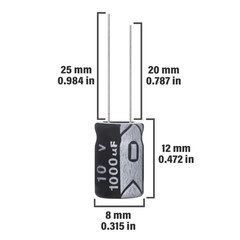 1000Uf 10V 8X12Mm Electrolytic Capacitor 1000 UF MFD 10 Volt 0.32X0.47In Aluminu