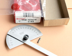 STARRETT No. C182 Satin Chrome Finish Steel Protractor. Made in the USA 🇺🇸!!