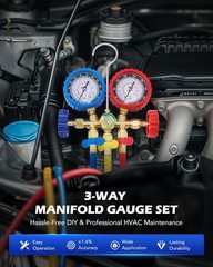 Comprehensive AC Charging Kit – 3 Way Manifold Gauge with Hoses & Adaptors