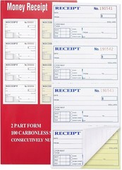 Receipt Book with Carbon Copies, 2-Part carbonless, 100 Sets per Book,4 Receipts