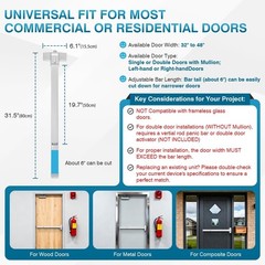 IRONWALLS 32 Inch Panic Bar Exit Device Door Push Bar Heavy Duty Silver Lock.