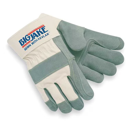 Mcr Safety 1711 Leather Gloves, Cowhide, Safety Cuff, Wing Thumb, Full Finger,
