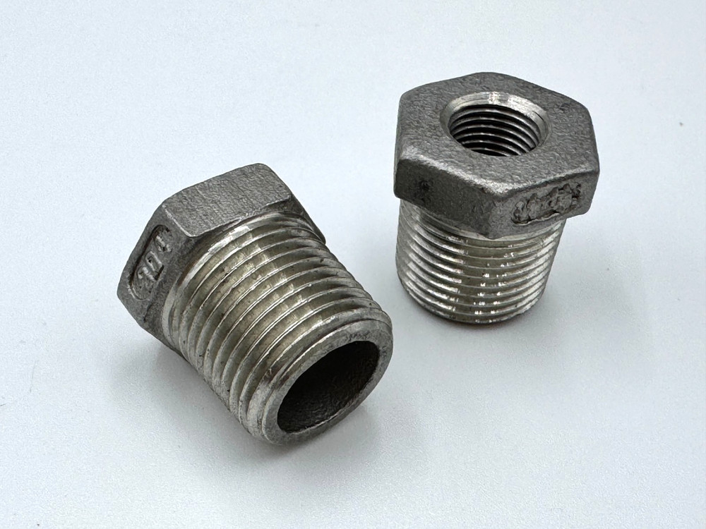 2 PACK STAINLESS STEEL BUSHING REDUCER3/8″ x 1/8″ NPT PIPE