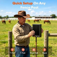 Solar Electric Fence Charger for Livestock: 0.2J 10 Miles Electric Fence Energiz