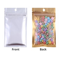 Versatile Plain Style Foil Zipper Bags Gold With Hanging Hole Multipurpose