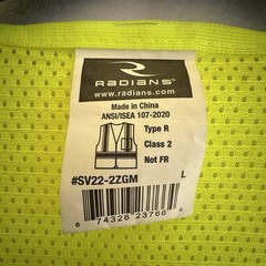 Radar by Radians Large Work Utility Vest SV22-2ZGM Yellow Gray Orange