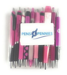 10ct Mixed Lot Misprint Retractable Click Pens: PINK / ROSE / MAGENTA