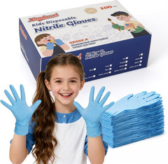 Kids Disposable Gloves for 3-8 Years, 5Mil Blue Nitrile Gloves with Latex-Free a