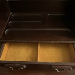 London Leather Wood Roll Top Desktop Organizer with Drawers