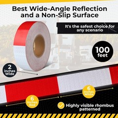 Conspicuity Tape DOT-C2 Approved Reflective Trailer Red White 2”x75’ -1 Roll