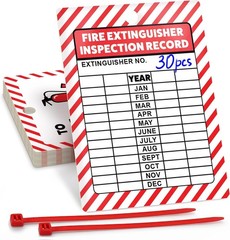 Fire Extinguisher Inspection Tags -2029, Plastic 2.25 x 3 Inch Red Waterproof,