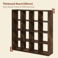 Pemberly Row 16 Cube Vinyl Record Media Storage Organizer in Amber Pine