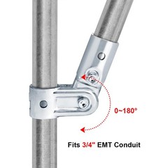 10 Sets Adjustable Pivot Angle Pipe Clamp Connector, Fits 3/4″ EMT Conduit
