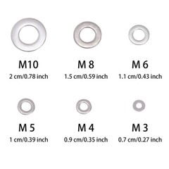 660 Pieces of 304 Stainless Steel Washers Flat Washer Assortment Kit 6 Sizes New
