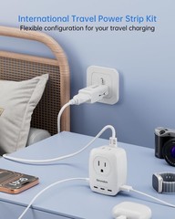 BEONDON European Travel Plug Adapter, 3 FT Power Strip with 5 USB Ports(3 USB…