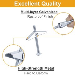 Heavy Duty Hollow Wall Anchors for Drywall Ceiling, Toggle Bolts and Wing Nut