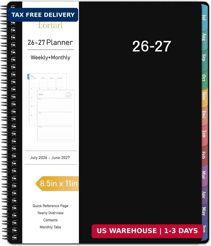 Weekly and Monthly Planner 2026-2027, July 2026-June 2027, 8.5” x 11” | Academ