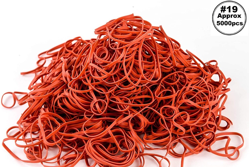 5000 Pack – Size #19 Rubber Bands RED (3-1/2 x 1/16 inches) (1250 Pcs per Box)