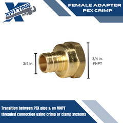 25 PCS 3/4″ PEX X 3/4″ FEMALE THREADED ADAPTER BRASS CRIMP FITTING (LEAD FREE )