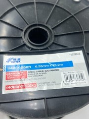 Blue Hawk 1329412 1/4″ x 250FT Steel Cable Galvanized Spool 1400lb Work Load