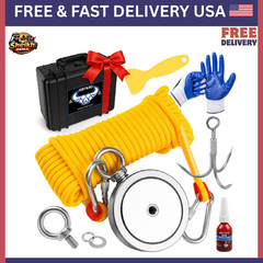 2625 lbsFishing Magnet Kit Double Sided Magnet Fishing Kit and Rope with Case US