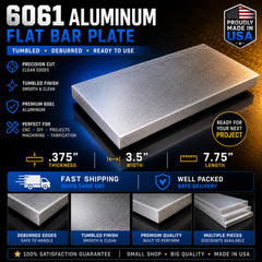 6061-T6 Aluminum Flat Bar Plate 3/8″ x 3-1/2″ x 7-3/4″ CNC Mill Block Remnant