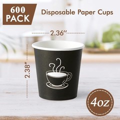 600 Pack 4 Oz Paper Cups Small Disposable Coffee Cups Paper Espresso Cups Hot/co