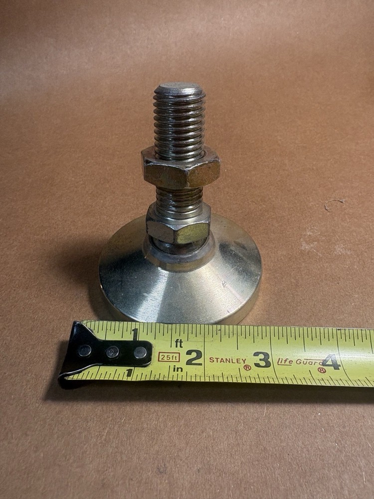 3/4″-10×2″ Threaded Stud Steel Swivel 3″ Base Leveling Foot 3-1/2″ OAH