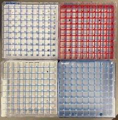 Nalgene and Simport cryostorage boxes 81-place for 1.2 to 2ml tubes