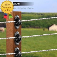 100 PCS Electric Fence Insulator with Screws, Black Wood Post Polywire Insulator