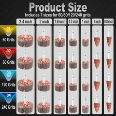 28 Pcs Flap Wheel Sander Set, 60/80/120/240 Grits Sanding Wheel for Drill,1/4…