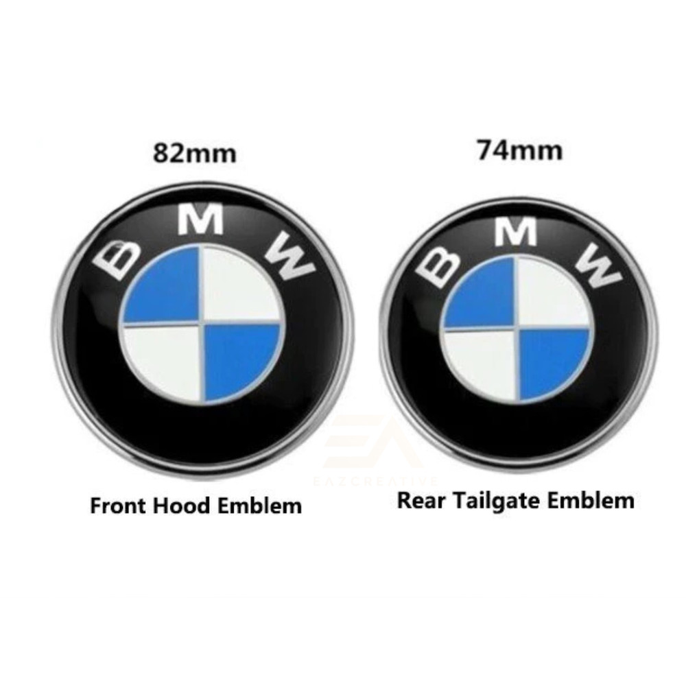 BMW Hood & Trunk Emblem Badge 74mm 82mm Logo Front Rear Replacement E30 E36 E46