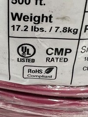 SnapAV SP-184PL-SLD-500-RD 500FT Plenum Rated Solid Copper Security Wire