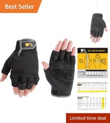 Durable Black Fingerless Synthetic Leather Gloves for Enhanced Manual Dexterity