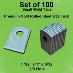 Steel Weld Tabs -100 Pack of Small Weld Tabs, 1 1/2″ x 1″ x 5/32″, 3/8″ Hole