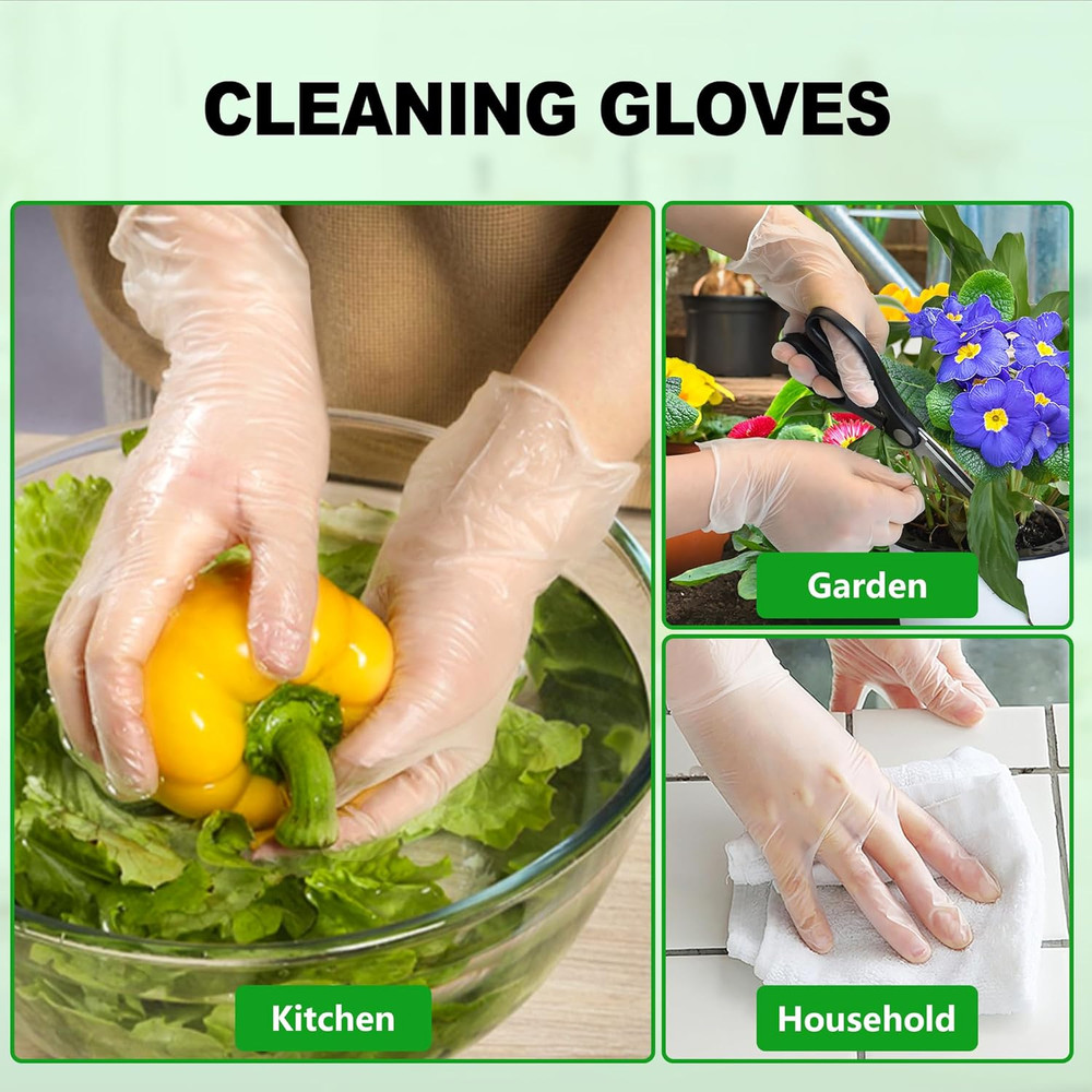 Disposable Vinyl Gloves, Food Safe, Latex-Free Powder-Free Clear Plastic Glov…