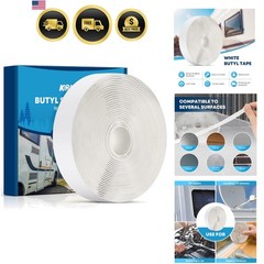 Butyl Tape White 1 Pack, 1/8″ x 3/4″ x 30 ft, Butyl Sealant Tape RV Putty Rub…