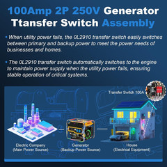 0L2910 Automatic Transfer Switch 100 Amp with Handle Fit for Generac | 100A 2P 2